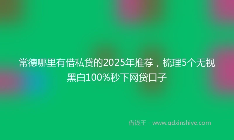 常德哪里有借私贷的2025年推荐，梳理5个无视黑白100%秒下网贷口子