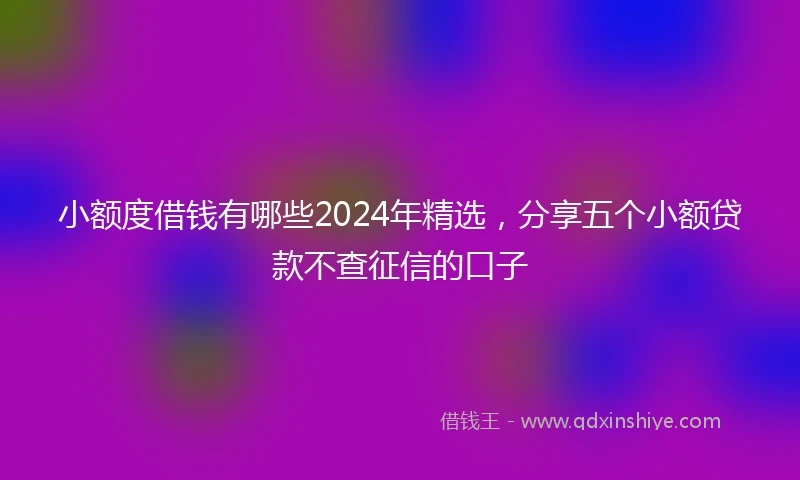小额度借钱有哪些2024年精选，分享五个小额贷款不查征信的口子