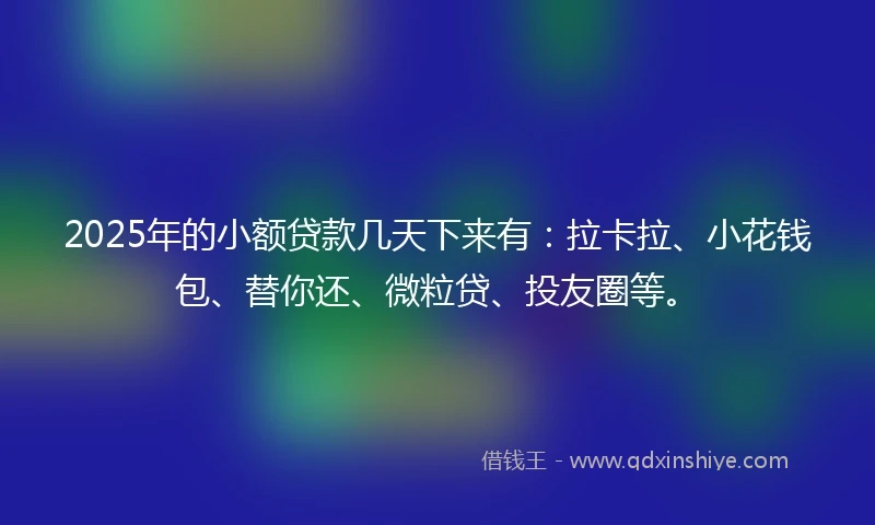 2025年的小额贷款几天下来有：拉卡拉、小花钱包、替你还、微粒贷、投友圈等。