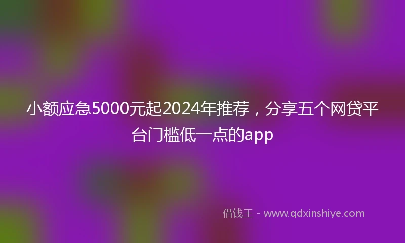 小额应急5000元起2024年推荐，分享五个网贷平台门槛低一点的app