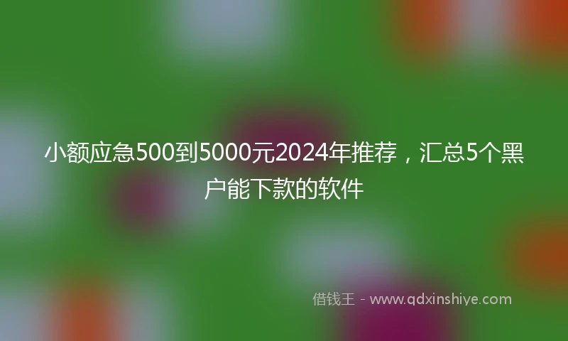 小额应急500到5000元2024年推荐，汇总5个黑户能下款的软件