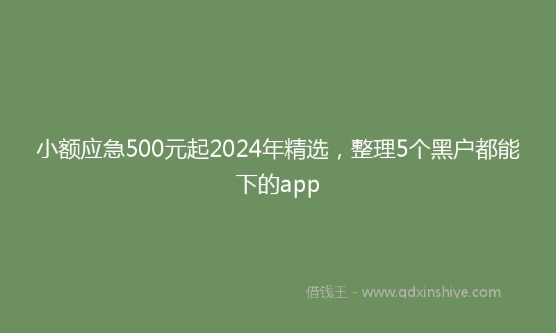 小额应急500元起2024年精选，整理5个黑户都能下的app