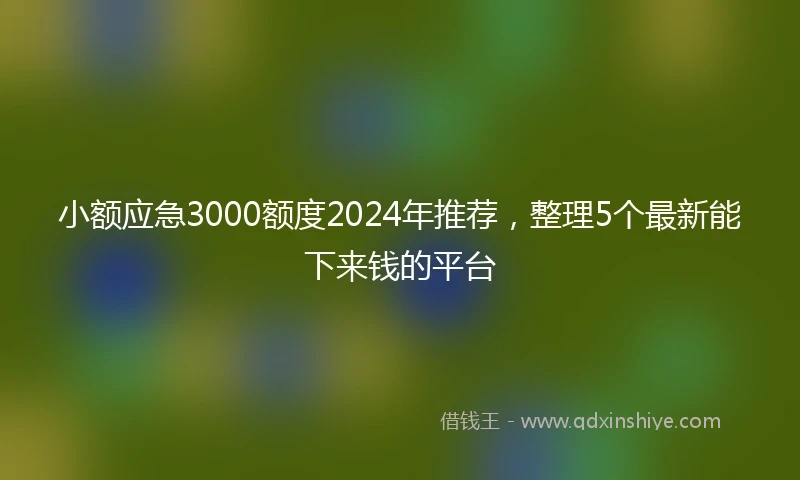 小额应急3000额度2024年推荐,整理5个最新能下来钱的平台