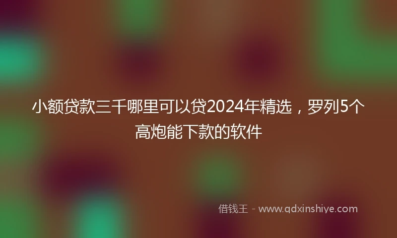 小额贷款三千哪里可以贷2024年精选，罗列5个高炮能下款的软件