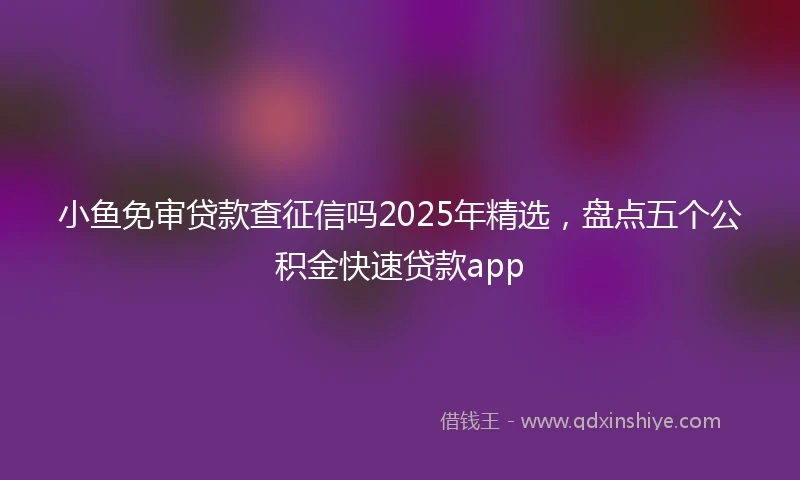 小鱼免审贷款查征信吗2025年精选，盘点五个公积金快速贷款app