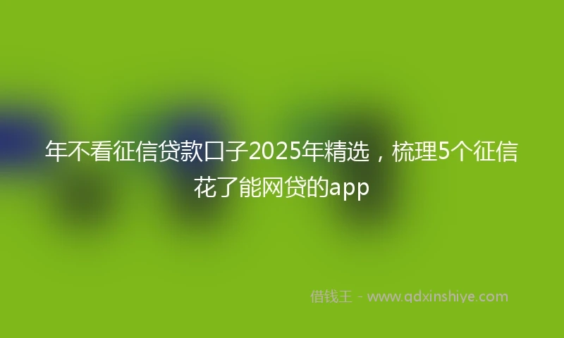 年不看征信贷款口子2025年精选，梳理5个征信花了能网贷的app