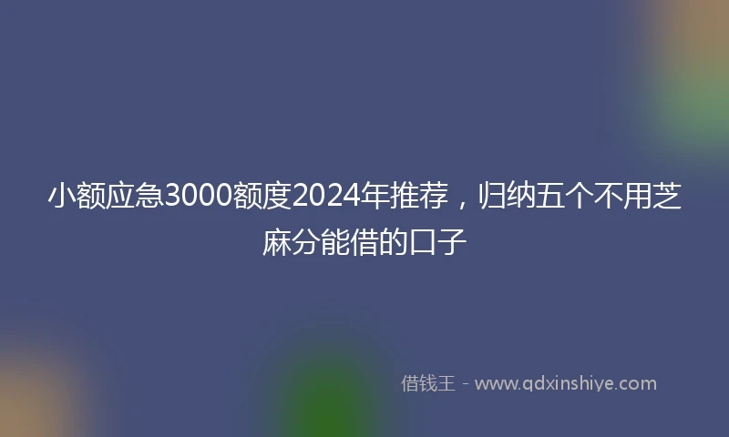 小额应急3000额度2024年推荐,归纳五个不用芝麻分能借的口子