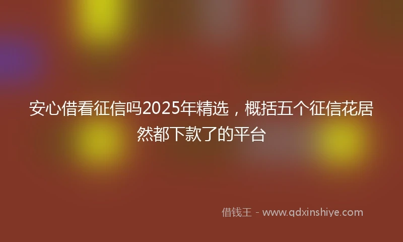 安心借看征信吗2025年精选，概括五个征信花居然都下款了的平台