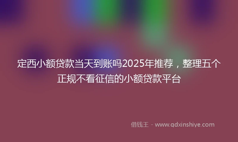 定西小额贷款当天到账吗2025年推荐，整理五个正规不看征信的小额贷款平台