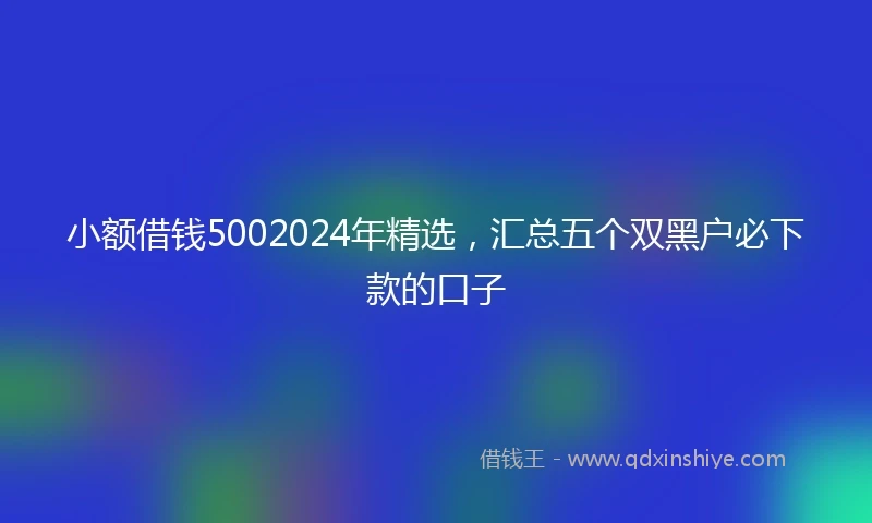 小额借钱5002024年精选，汇总五个双黑户必下款的口子