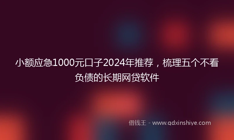 小额应急1000元口子2024年推荐，梳理五个不看负债的长期网贷软件