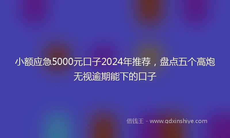 小额应急5000元口子2024年推荐，盘点五个高炮无视逾期能下的口子