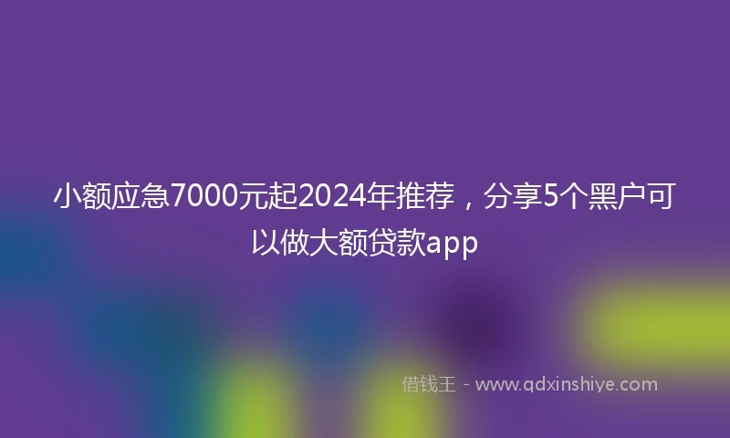 小额应急7000元起2024年推荐，分享5个黑户可以做大额贷款app
