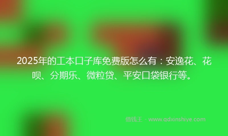 2025年的工本口子库免费版怎么有：安逸花、花呗、分期乐、微粒贷、平安口袋银行等。