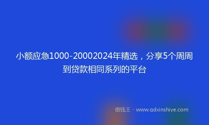小额应急1000-20002024年精选，分享5个周周到贷款相同系列的平台