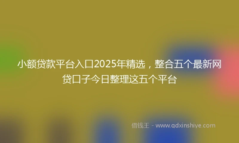 小额贷款平台入口2025年精选，整合五个最新网贷口子今日整理这五个平台