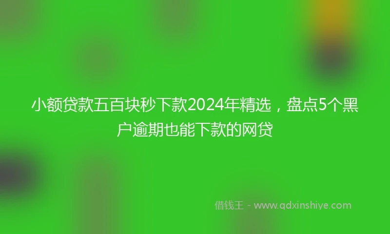 小额贷款五百块秒下款2024年精选，盘点5个黑户逾期也能下款的网贷