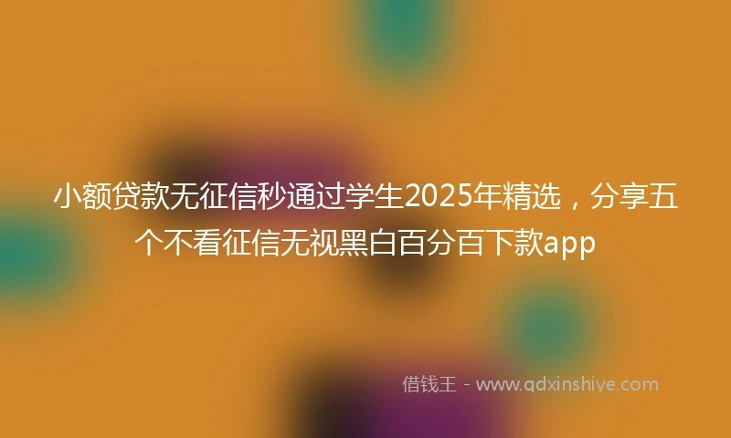 小额贷款无征信秒通过学生2025年精选，分享五个不看征信无视黑白百分百下款app