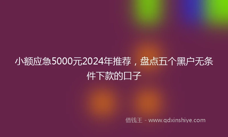 小额应急5000元2024年推荐，盘点五个黑户无条件下款的口子