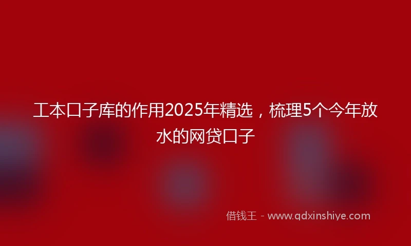 工本口子库的作用2025年精选，梳理5个今年放水的网贷口子