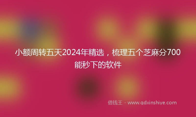 小额周转五天2024年精选，梳理五个芝麻分700能秒下的软件