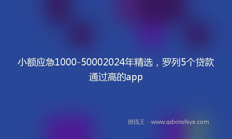 小额应急1000-50002024年精选，罗列5个贷款通过高的app