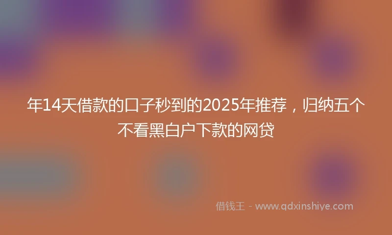 年14天借款的口子秒到的2025年推荐，归纳五个不看黑白户下款的网贷