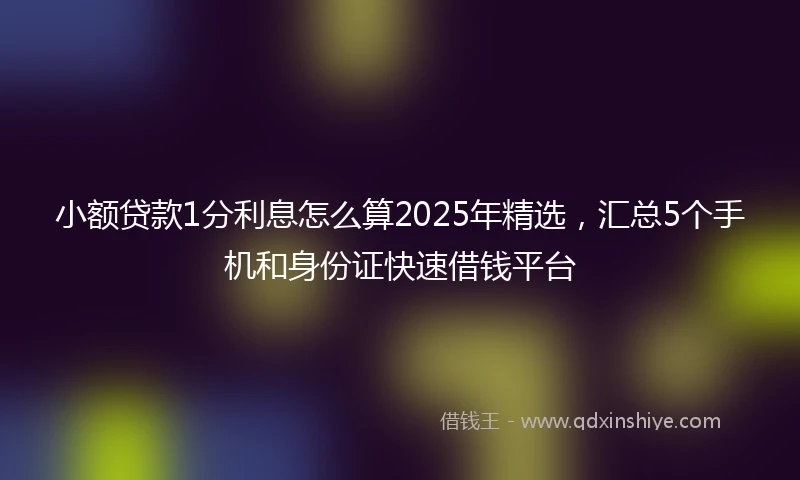 小额贷款1分利息怎么算2025年精选，汇总5个手机和身份证快速借钱平台