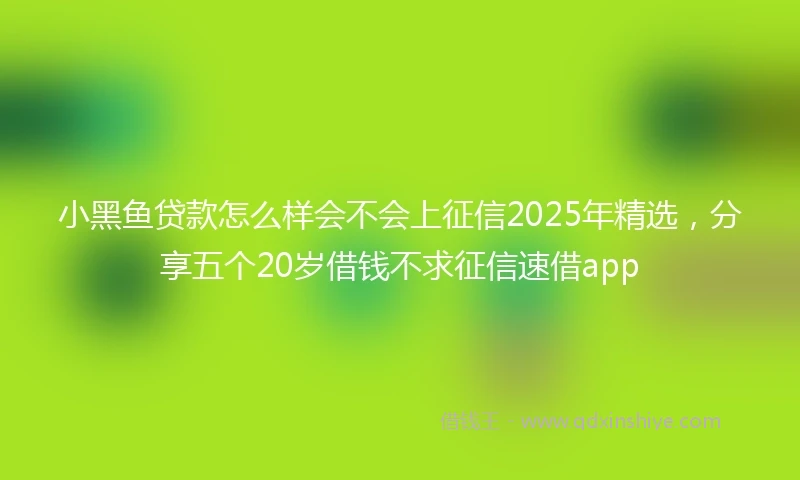 小黑鱼贷款怎么样会不会上征信2025年精选，分享五个20岁借钱不求征信速借app
