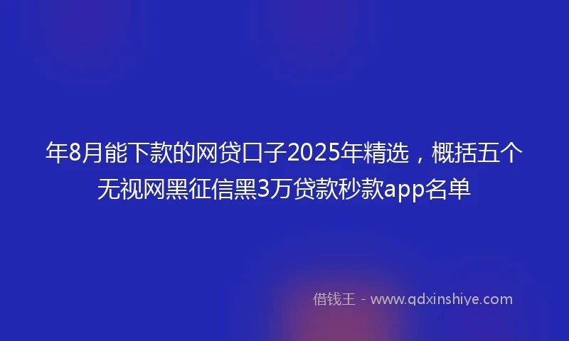 年8月能下款的网贷口子2025年精选，概括五个无视网黑征信黑3万贷款秒款app名单