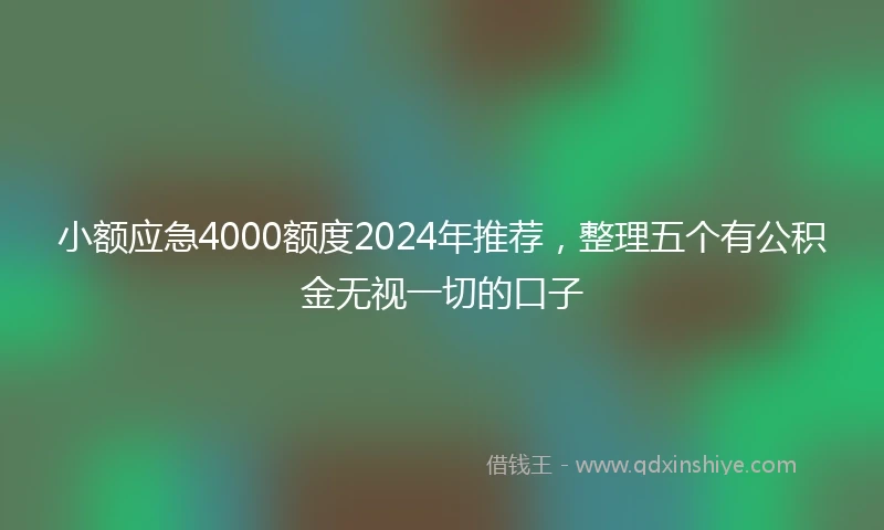 小额应急4000额度2024年推荐，整理五个有公积金无视一切的口子