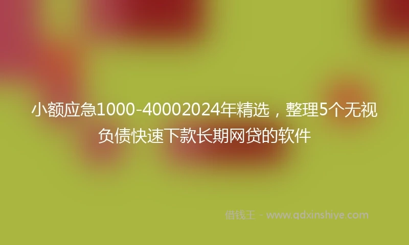 小额应急1000-40002024年精选，整理5个无视负债快速下款长期网贷的软件