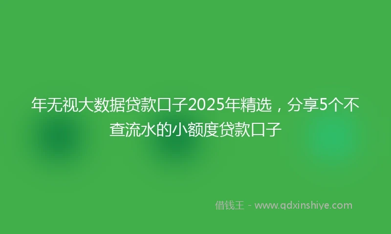 年无视大数据贷款口子2025年精选，分享5个不查流水的小额度贷款口子