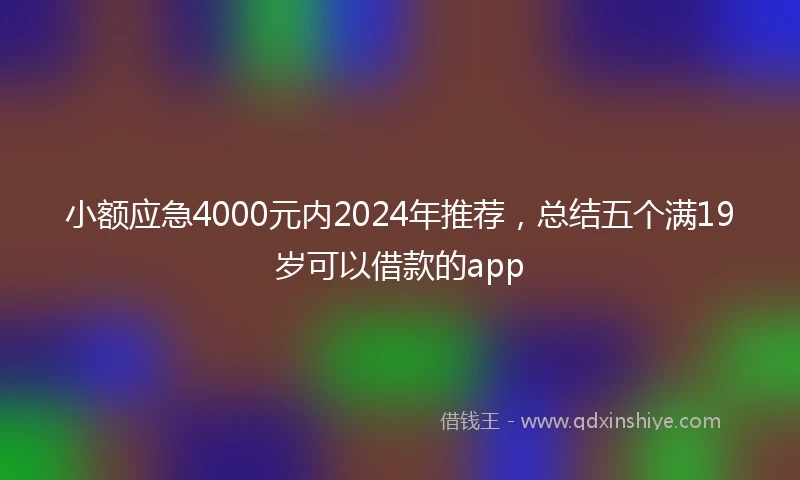 小额应急4000元内2024年推荐，总结五个满19岁可以借款的app