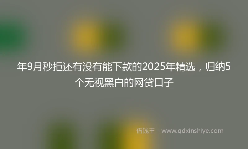 年9月秒拒还有没有能下款的2025年精选，归纳5个无视黑白的网贷口子