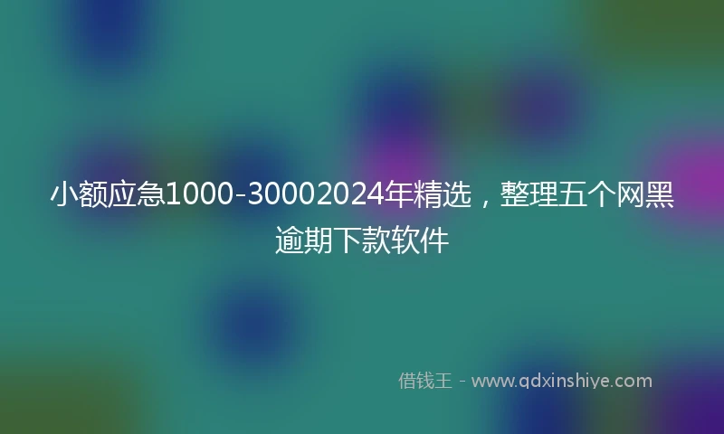 小额应急1000-30002024年精选，整理五个网黑逾期下款软件