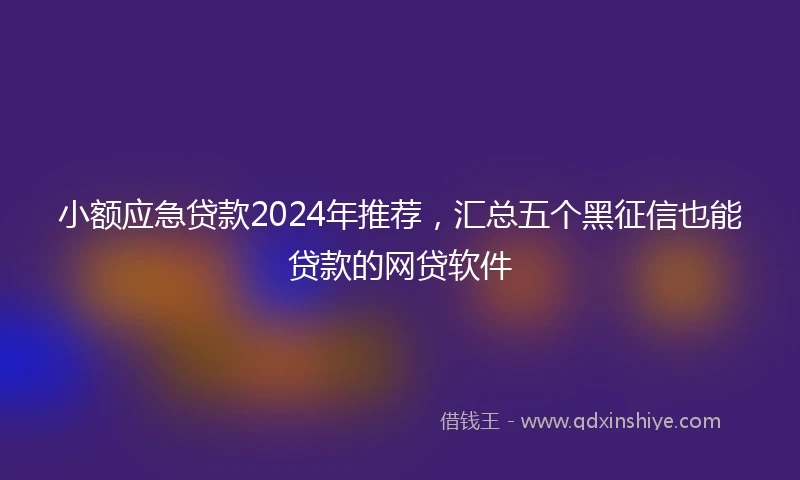 小额应急贷款2024年推荐，汇总五个黑征信也能贷款的网贷软件