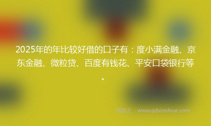2025年的年比较好借的口子有：度小满金融、京东金融、微粒贷、百度有钱花、平安口袋银行等。