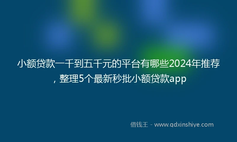 小额贷款一千到五千元的平台有哪些2024年推荐，整理5个最新秒批小额贷款app