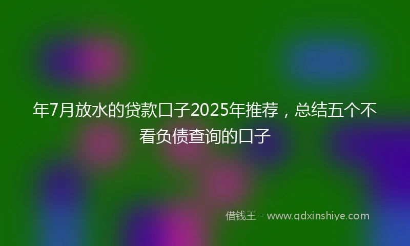 年7月放水的贷款口子2025年推荐，总结五个不看负债查询的口子
