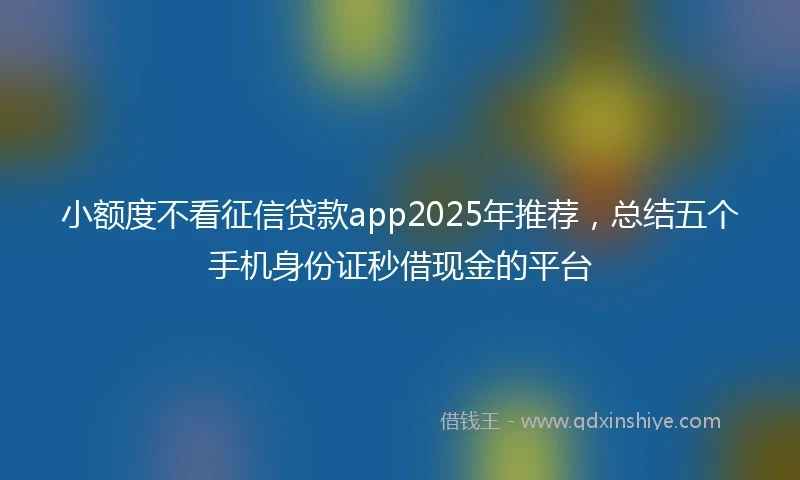 小额度不看征信贷款app2025年推荐，总结五个手机身份证秒借现金的平台