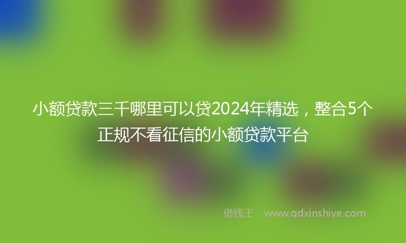 小额贷款三千哪里可以贷2024年精选，整合5个正规不看征信的小额贷款平台