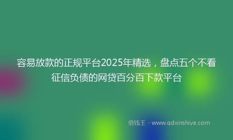 容易放款的正规平台2025年精选，盘点五个不看征信负债的网贷百分百下款平台