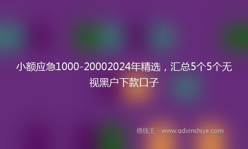 小额应急1000-20002024年精选，汇总5个5个无视黑户下款口子