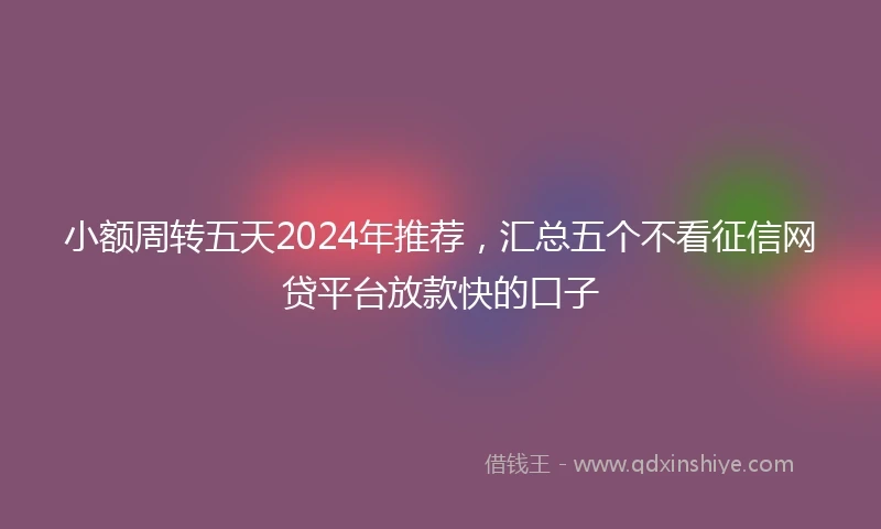 小额周转五天2024年推荐，汇总五个不看征信网贷平台放款快的口子