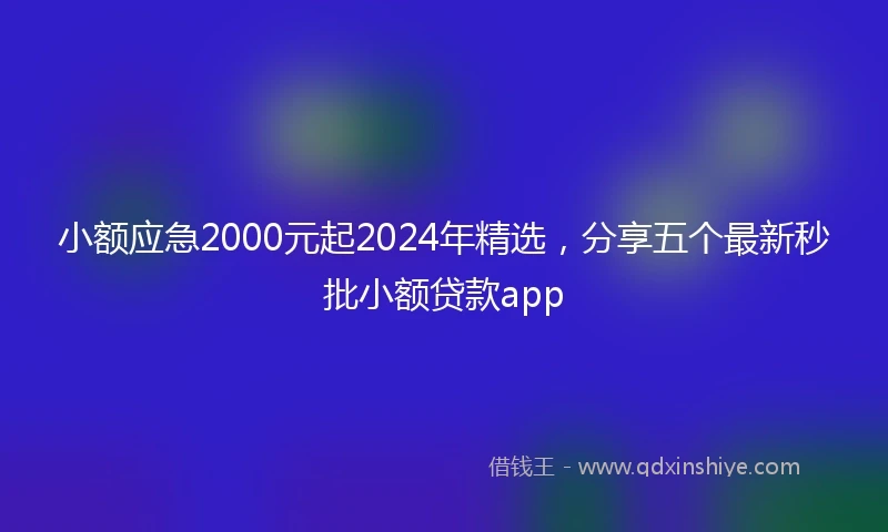 小额应急2000元起2024年精选，分享五个最新秒批小额贷款app