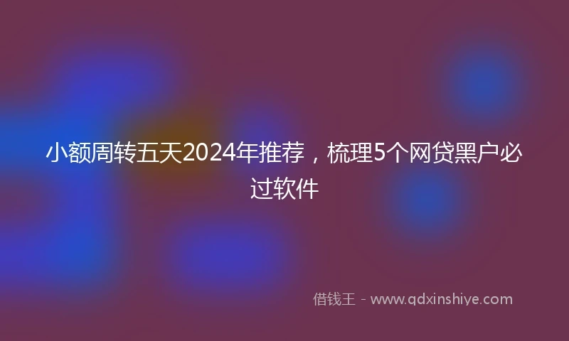 小额周转五天2024年推荐，梳理5个网贷黑户必过软件