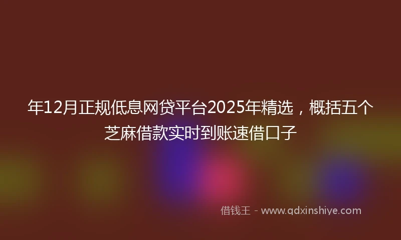 年12月正规低息网贷平台2025年精选，概括五个芝麻借款实时到账速借口子