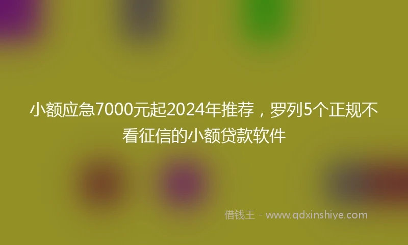 小额应急7000元起2024年推荐，罗列5个正规不看征信的小额贷款软件