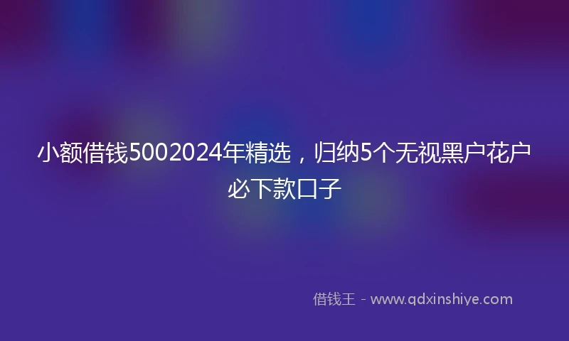 小额借钱5002024年精选，归纳5个无视黑户花户必下款口子